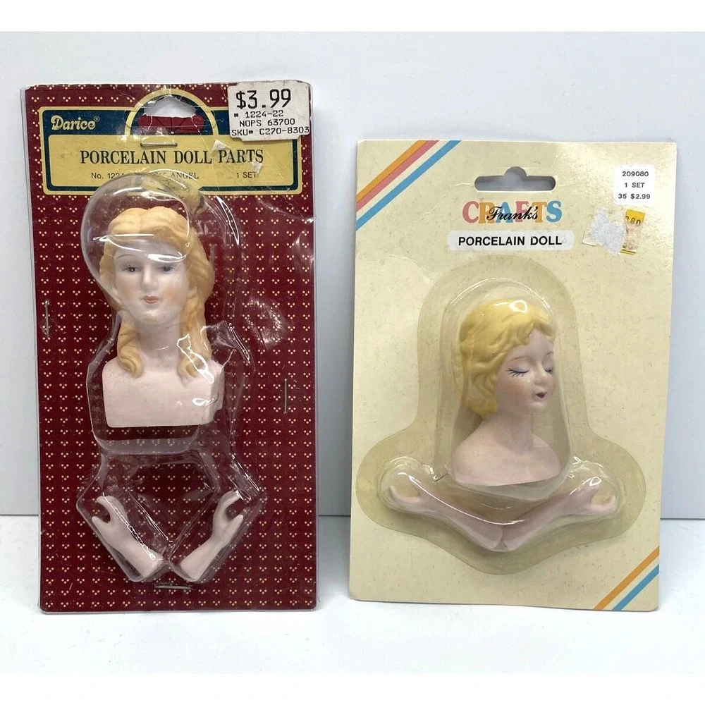 Darice Angel Porcelain Doll 1224-22 3 1/4 Inch Blonde Plus 1 Frank's Crafts Doll